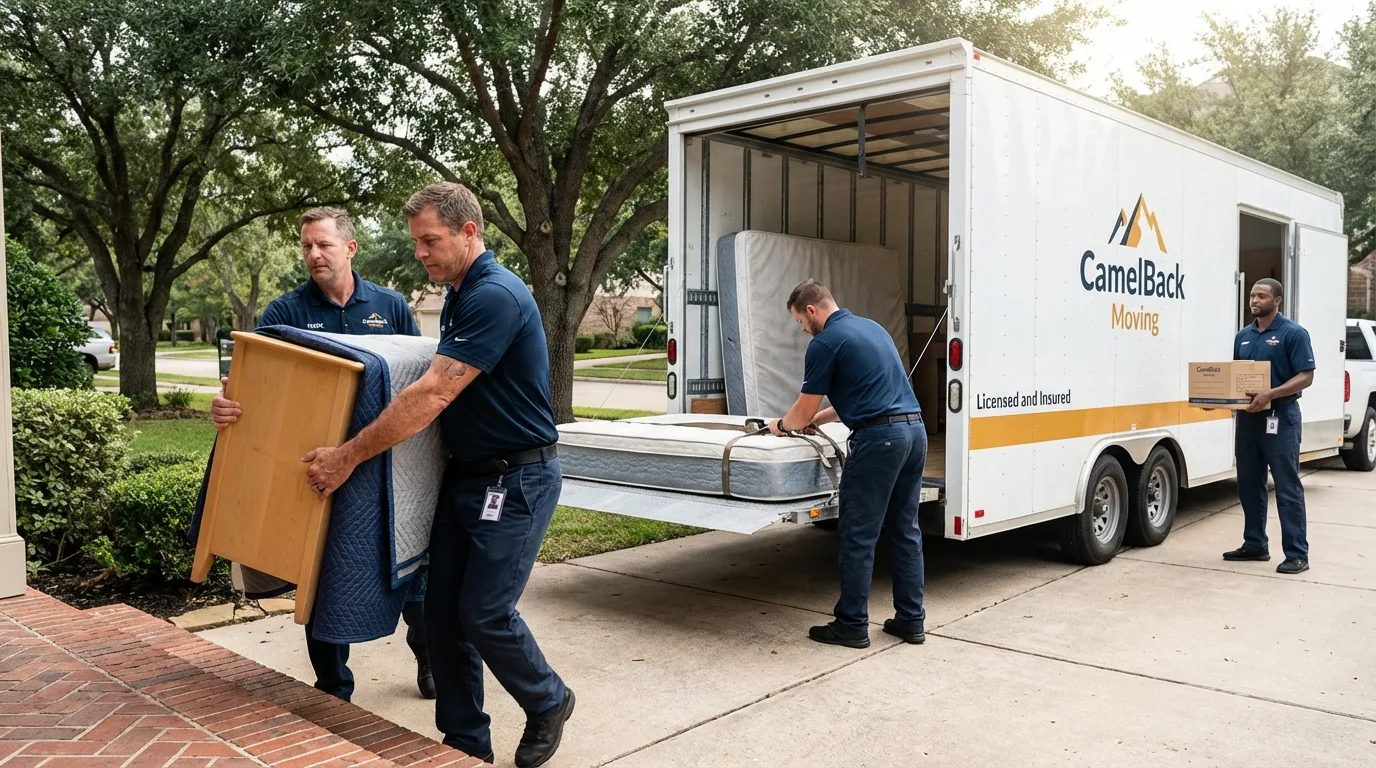 Crew loading residential truck for cross-state move from Hudson, NY