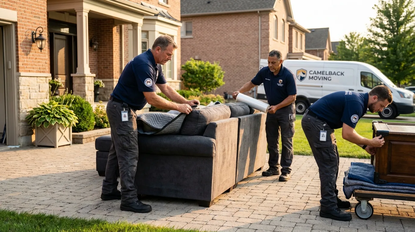 Large estate moving crew wrapping furniture in Hudson, NY
